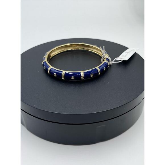 Vera Bradley Blue Navy Crystal Bezeled Bangle Bracelet New - Picture 7 of 10